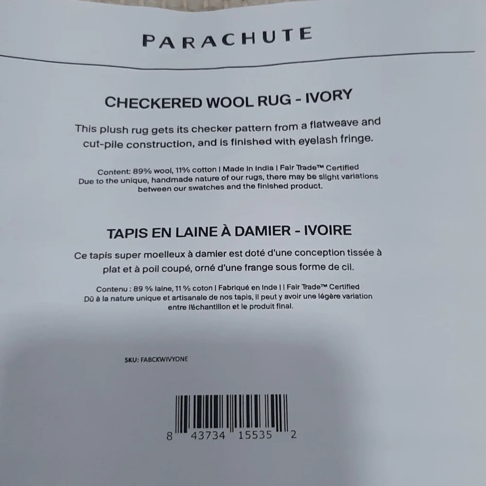 Parachute Ivory Checkered Wool Rug - Picture 2 of 4